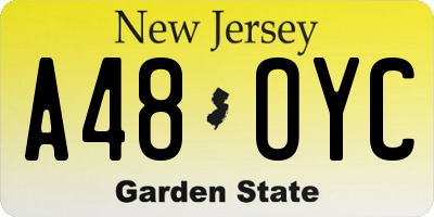 NJ license plate A48OYC