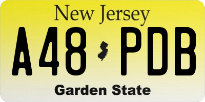 NJ license plate A48PDB