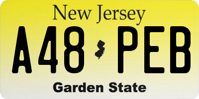 NJ license plate A48PEB