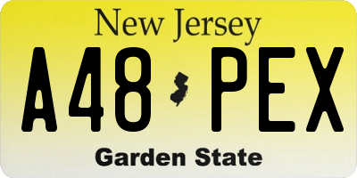 NJ license plate A48PEX