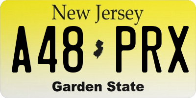 NJ license plate A48PRX
