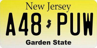 NJ license plate A48PUW