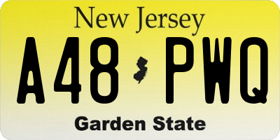 NJ license plate A48PWQ