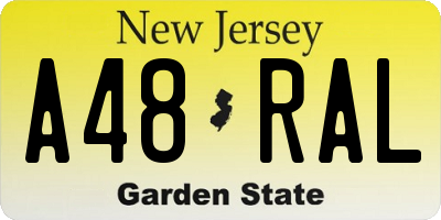 NJ license plate A48RAL