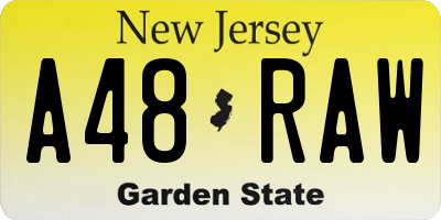 NJ license plate A48RAW