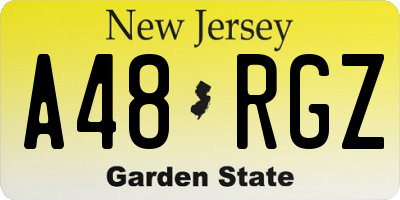 NJ license plate A48RGZ