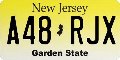 NJ license plate A48RJX