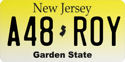 NJ license plate A48ROY