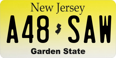 NJ license plate A48SAW