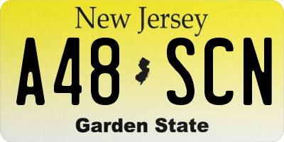 NJ license plate A48SCN