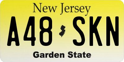 NJ license plate A48SKN