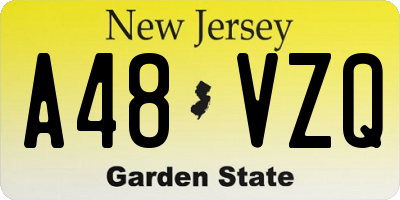NJ license plate A48VZQ