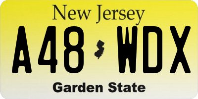 NJ license plate A48WDX