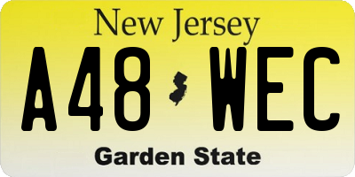 NJ license plate A48WEC