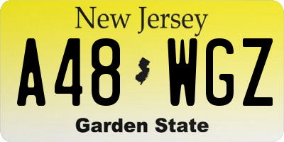 NJ license plate A48WGZ