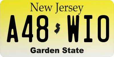 NJ license plate A48WIO