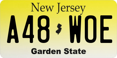 NJ license plate A48WOE