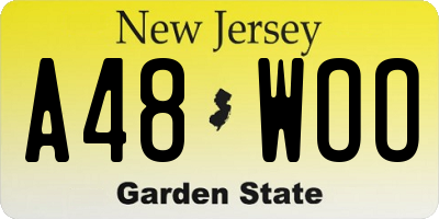 NJ license plate A48WOO