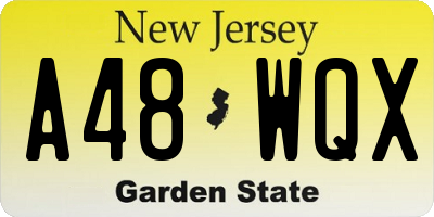 NJ license plate A48WQX