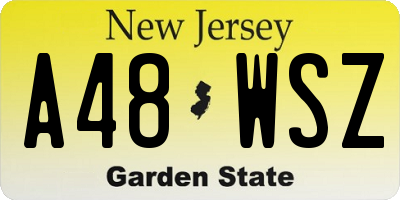 NJ license plate A48WSZ