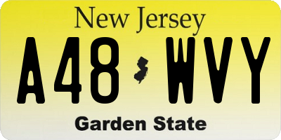 NJ license plate A48WVY