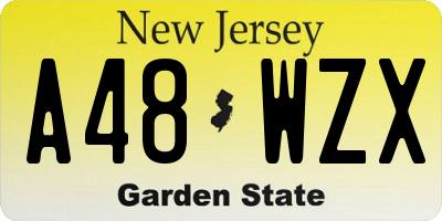 NJ license plate A48WZX