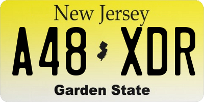 NJ license plate A48XDR