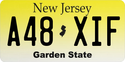 NJ license plate A48XIF