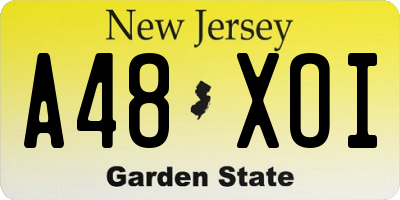 NJ license plate A48XOI