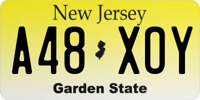 NJ license plate A48XOY