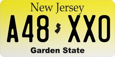 NJ license plate A48XXO