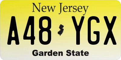 NJ license plate A48YGX
