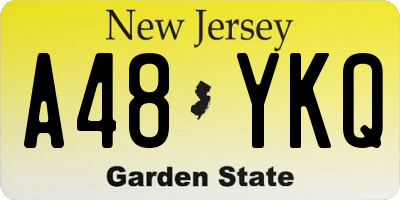 NJ license plate A48YKQ
