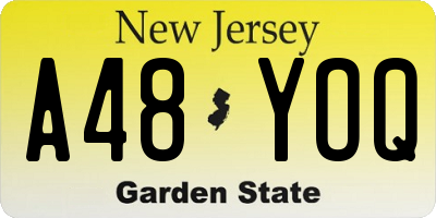 NJ license plate A48YOQ