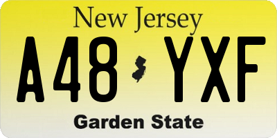 NJ license plate A48YXF