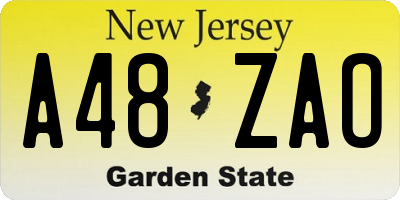 NJ license plate A48ZAO