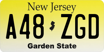 NJ license plate A48ZGD