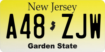 NJ license plate A48ZJW