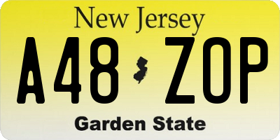 NJ license plate A48ZOP