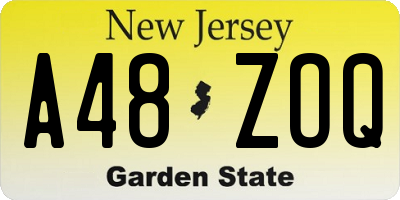 NJ license plate A48ZOQ