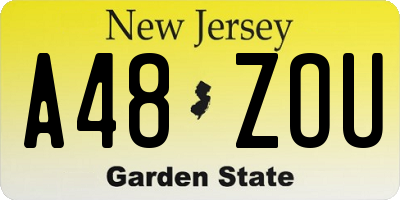 NJ license plate A48ZOU