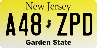NJ license plate A48ZPD