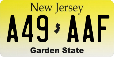 NJ license plate A49AAF