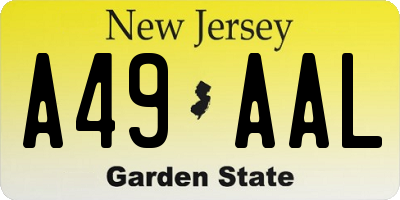 NJ license plate A49AAL