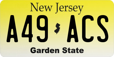 NJ license plate A49ACS