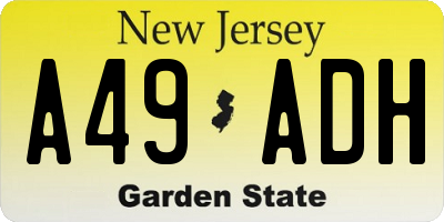 NJ license plate A49ADH