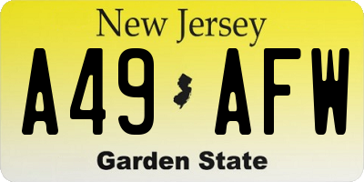 NJ license plate A49AFW