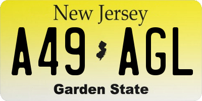 NJ license plate A49AGL