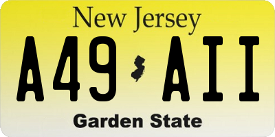 NJ license plate A49AII
