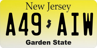 NJ license plate A49AIW
